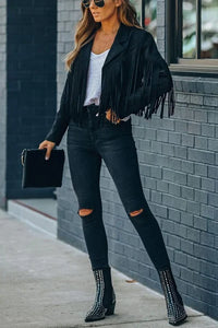 ALLIE | Chaqueta corta de ante sintético con flecos™