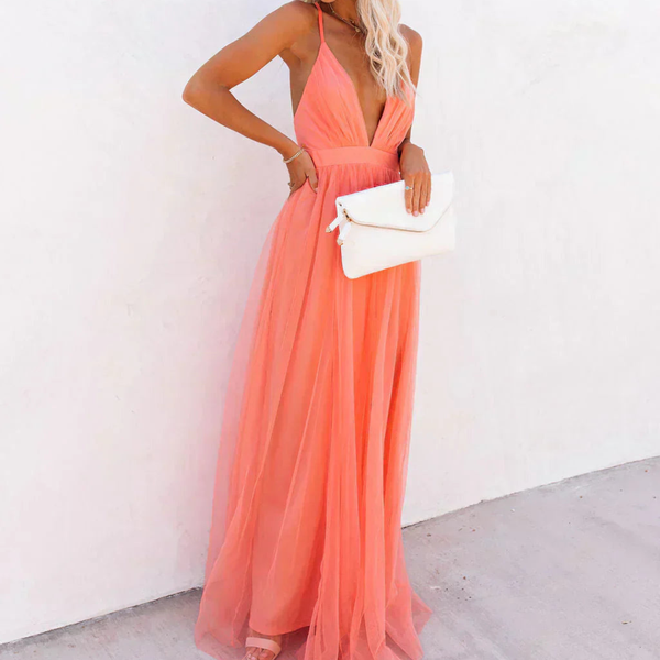 Ginevra · Vestido Maxi en Luz Coral