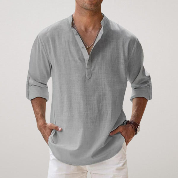 Blake · Camisa Henley de Algodón Efecto Lino