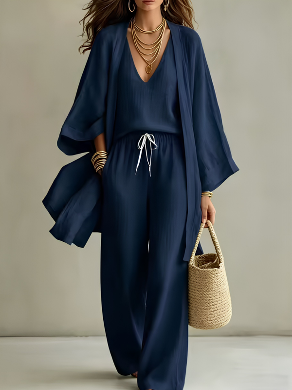 Blandine · Conjunto Homewear de Tres Piezas en Lino