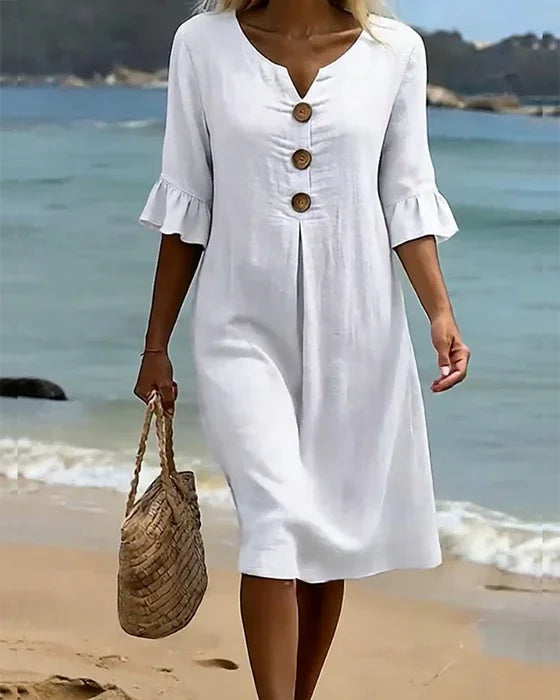 Vanesa · Vestido Texturizado con Botones