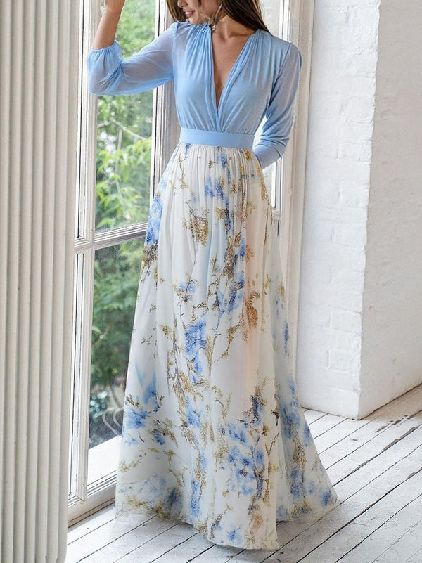 Pénélope · Vestido Largo Floral Azul