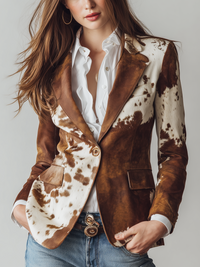 Agathe | Blazer vintage sostenible con estampado de vaca