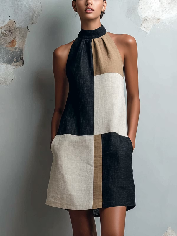 SABRINA | VESTIDO MINI HALTER COLORBLOCK