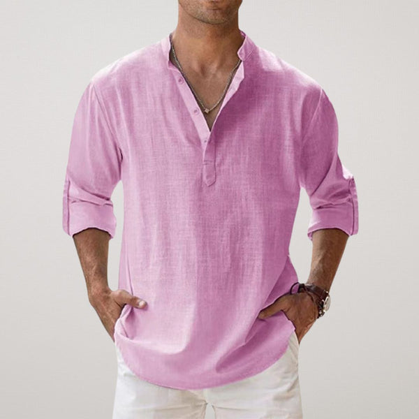 Blake · Camisa Henley de Algodón Efecto Lino