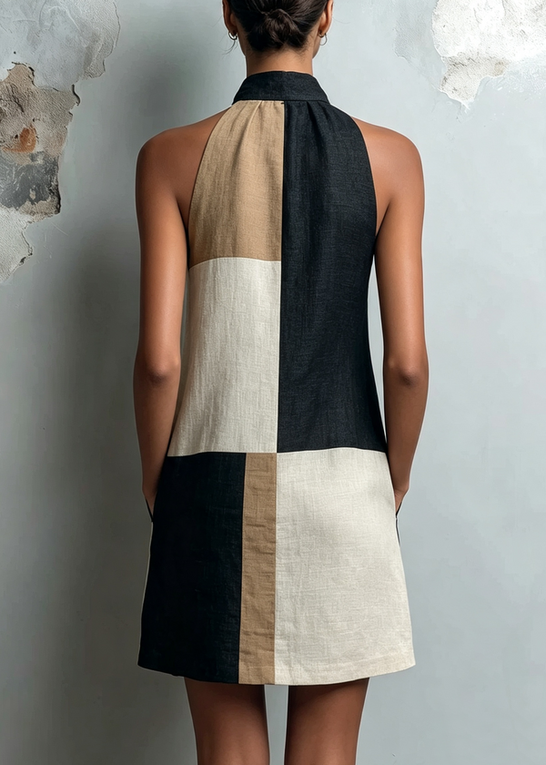 SABRINA | VESTIDO MINI HALTER COLORBLOCK