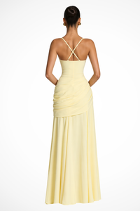 Lavinia | Vestido maxi de invitada con escote cuadrado, frunces y abertura lateral™