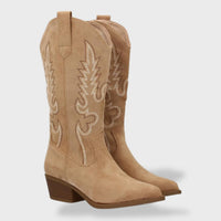 Botas Cowboy Bordado Ante Mujer