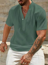 Christian · Camisa de Verano Elegante con Cuello Alto