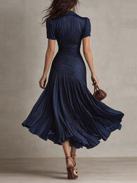 Adriana · Vestido Midi de Satén Retro con Rayas