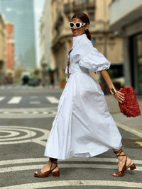 Phoebe · Vestido Largo Blanco de Algodón Egipcio