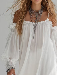 Mélusine · Vestido Mini Bohemio de Hombros Descubiertos