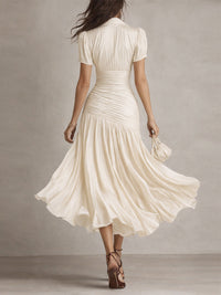 Adriana · Vestido Midi de Satén Retro con Rayas