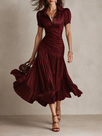 Adriana · Vestido Midi de Satén Retro con Rayas