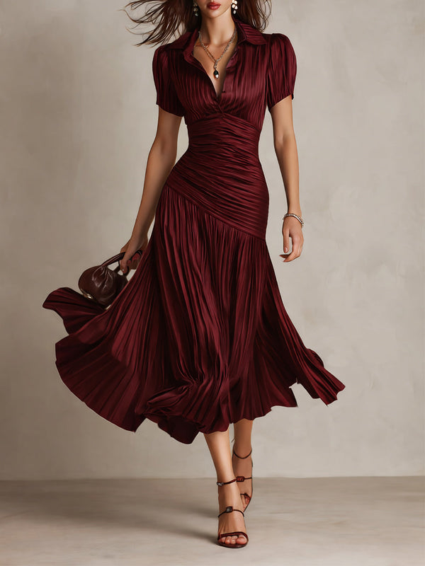 Adriana · Vestido Midi de Satén Retro con Rayas
