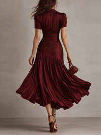 Adriana · Vestido Midi de Satén Retro con Rayas
