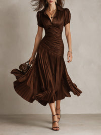 Adriana · Vestido Midi de Satén Retro con Rayas