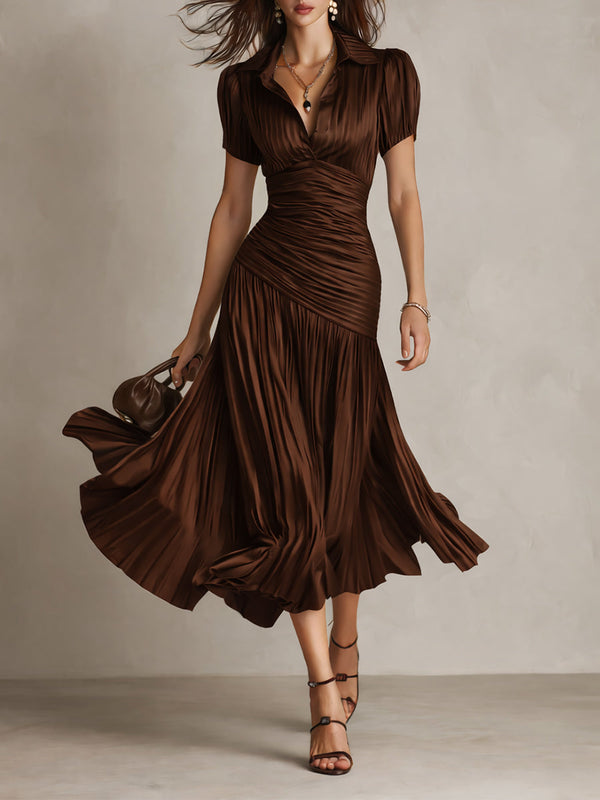 Adriana · Vestido Midi de Satén Retro con Rayas