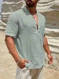 Christian · Camisa de Verano Elegante con Cuello Alto