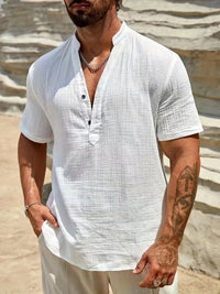 Christian · Camisa de Verano Elegante con Cuello Alto