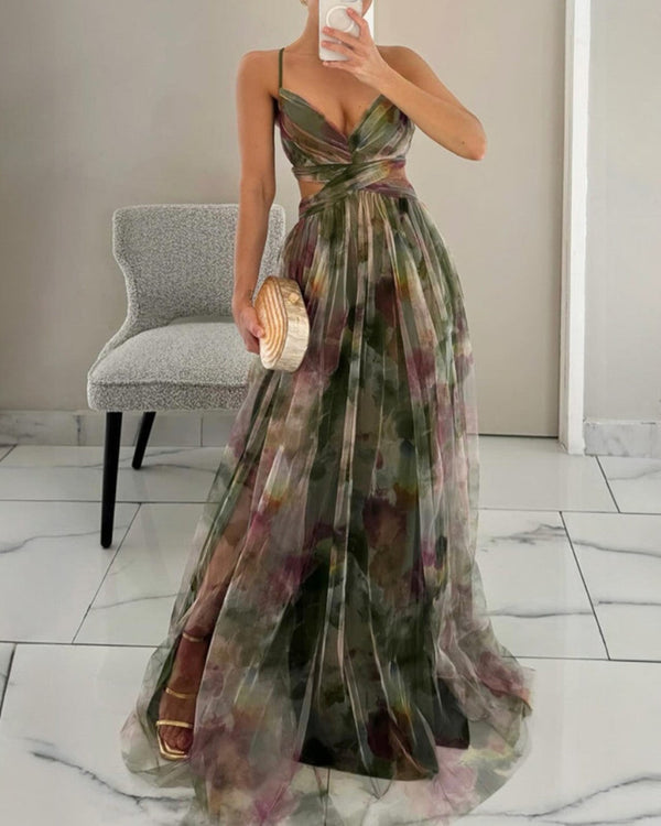 Marbella · Vestido Largo de Seda con Estampado Floral