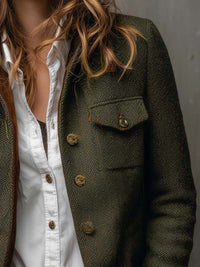 Honorine | Blazer vintage de espiga con ribetes en contraste