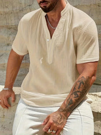 Christian · Camisa de Verano Elegante con Cuello Alto