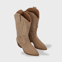 Botas Cowboy Bordado Ante Mujer