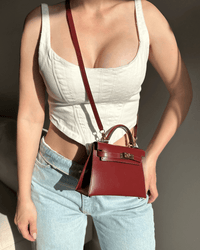 Mini Burdeos · Mini Bolso de Cuero Elegante