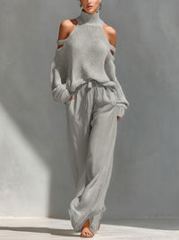 Camilla · Conjunto de Moda con Top de Punto Off-Shoulder y Pantalón Palazzo