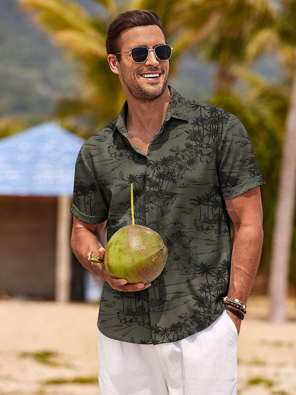 Camisa Lino Floral Diseñador Verano