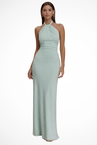 Bronte | Vestido maxi ajustado de invitada con cuello halter, nudo y espalda abierta™
