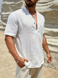 Christian · Camisa de Verano Elegante con Cuello Alto