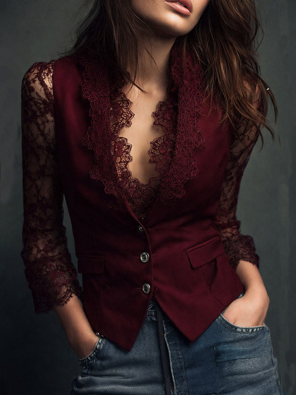 Noémie | Blazer negro con mangas semitransparentes