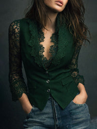 Noémie | Blazer negro con mangas semitransparentes