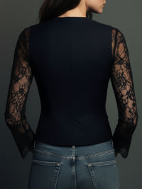 Noémie | Blazer negro con mangas semitransparentes