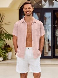 Camisa Manga Corta Texturizada con Botones