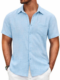 Camisa Manga Corta Texturizada con Botones