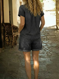Stefania · Conjunto Cómodo de Denim Corto