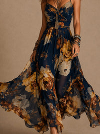 Rosine · Vestido Largo Floral de Tirantes Finos