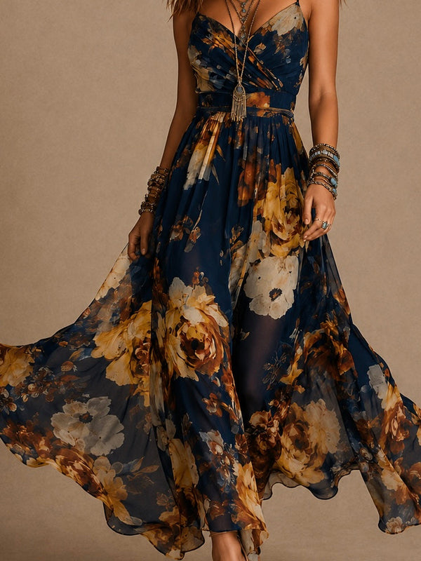 Rosine · Vestido Largo Floral de Tirantes Finos