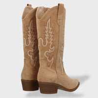 Botas Cowboy Bordado Ante Mujer
