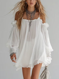Mélusine · Vestido Mini Bohemio de Hombros Descubiertos