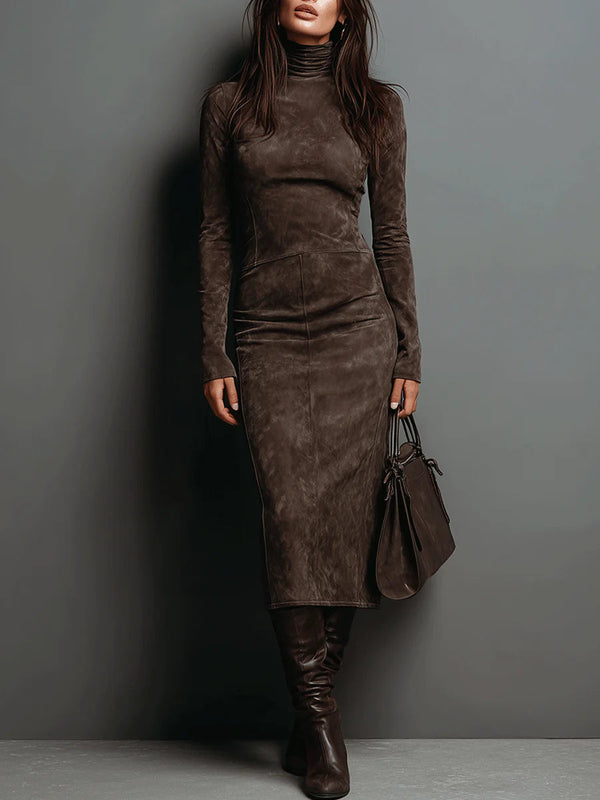 Lorena | Vestido midi largo marrón