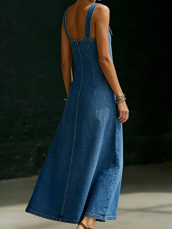 Vera · Vestido Largo de Denim con Botones