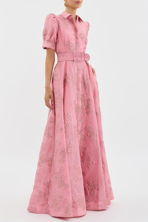 Aria · Vestido Corto de Tafetán con Mangas Abullonadas