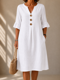 Nicole · Vestido con Botones y Mangas Corola