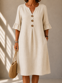 Charlotte · Vestido con Botones y Pliegue Hueco