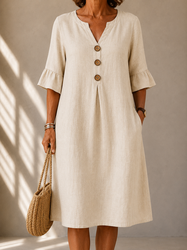Charlotte · Vestido con Botones y Pliegue Hueco