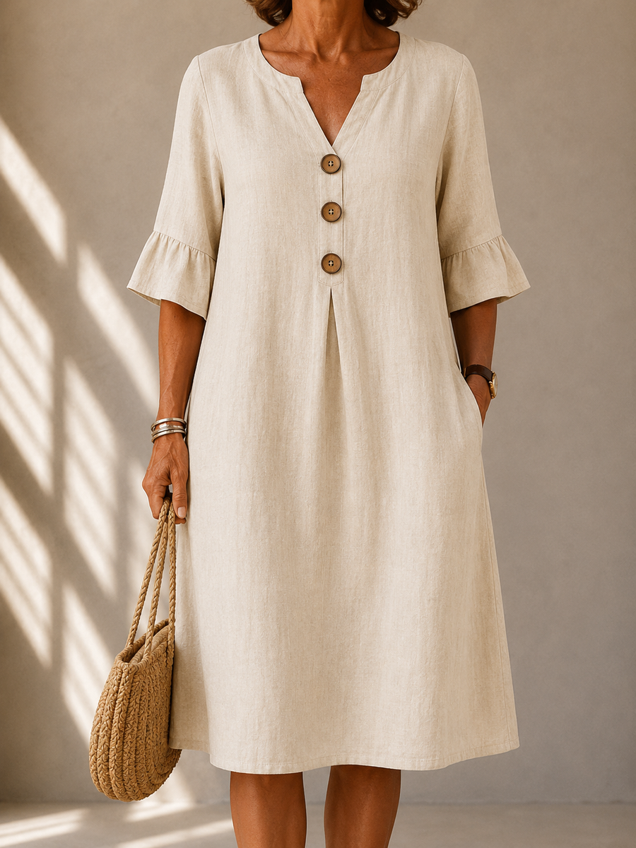 Charlotte · Vestido con Botones y Pliegue Hueco